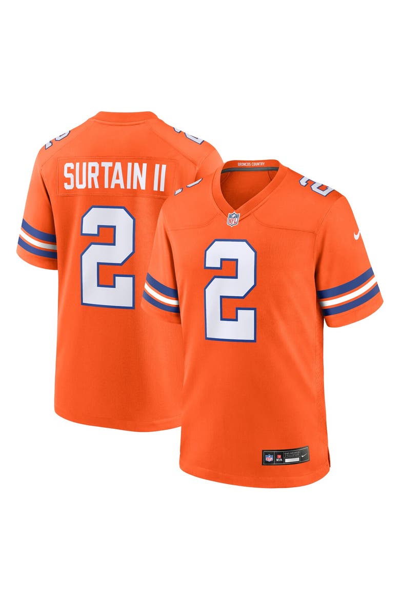 Men's Nike Patrick Surtain II Orange Denver Broncos Mile High Collection 1977 Throwback Player Game Jersey, Alternate, color, Orange