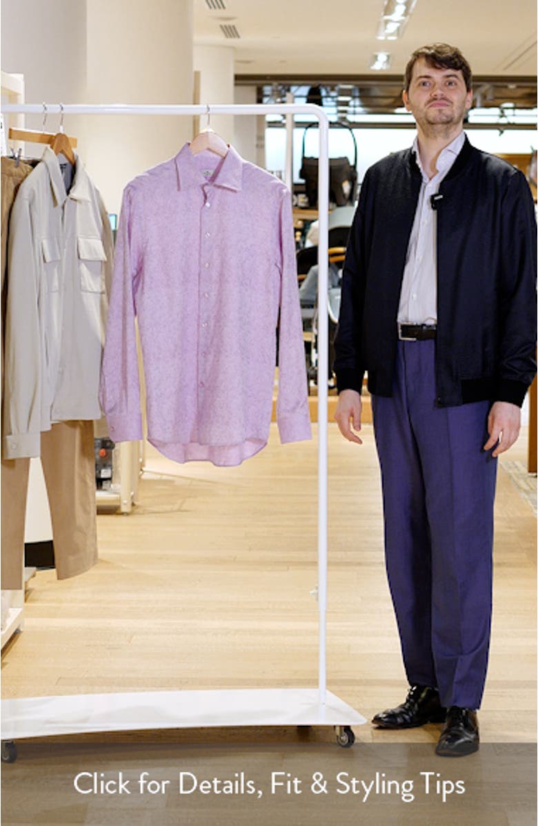 Roma Regular Fit Violet Paisley Jacquard Cotton Dress Shirt, sales video thumbnail