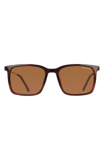 Cole Haan 55mm Rectangular Sunglasses In Brown