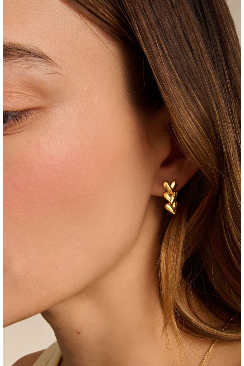 Heart Link Earrings, Alternate, color, Gold