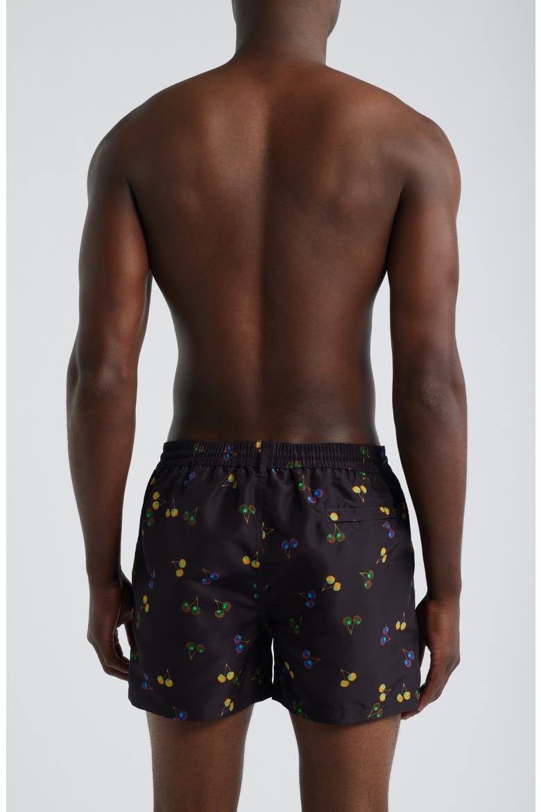 Cherries Swim Trunks, Alternate, color, BLACK