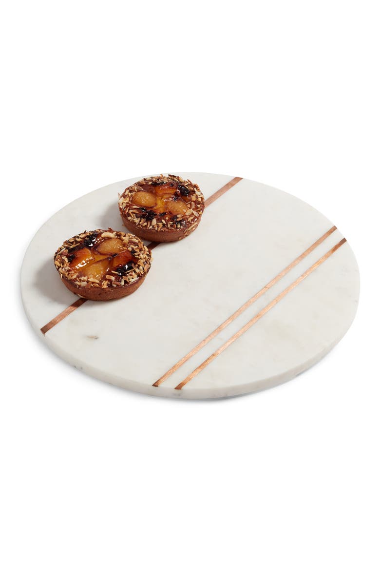 Brass Inlay Marble Cutting Board, Main, color, WHITE/ COPPER