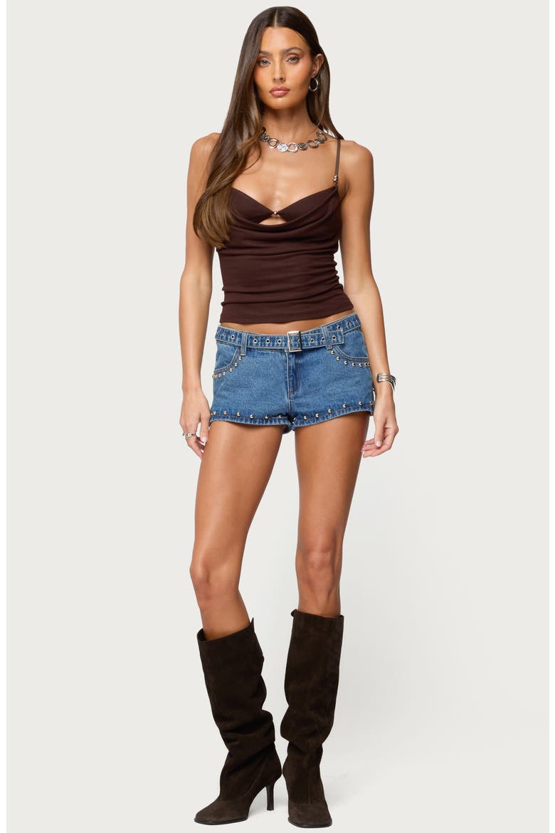 Layered Cowl Neck Camisole, Alternate, color, DARK-BROWN