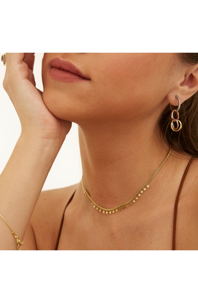 Spero London Multiple Star Sterling Silver Station Necklace, Alternate, color, Gold