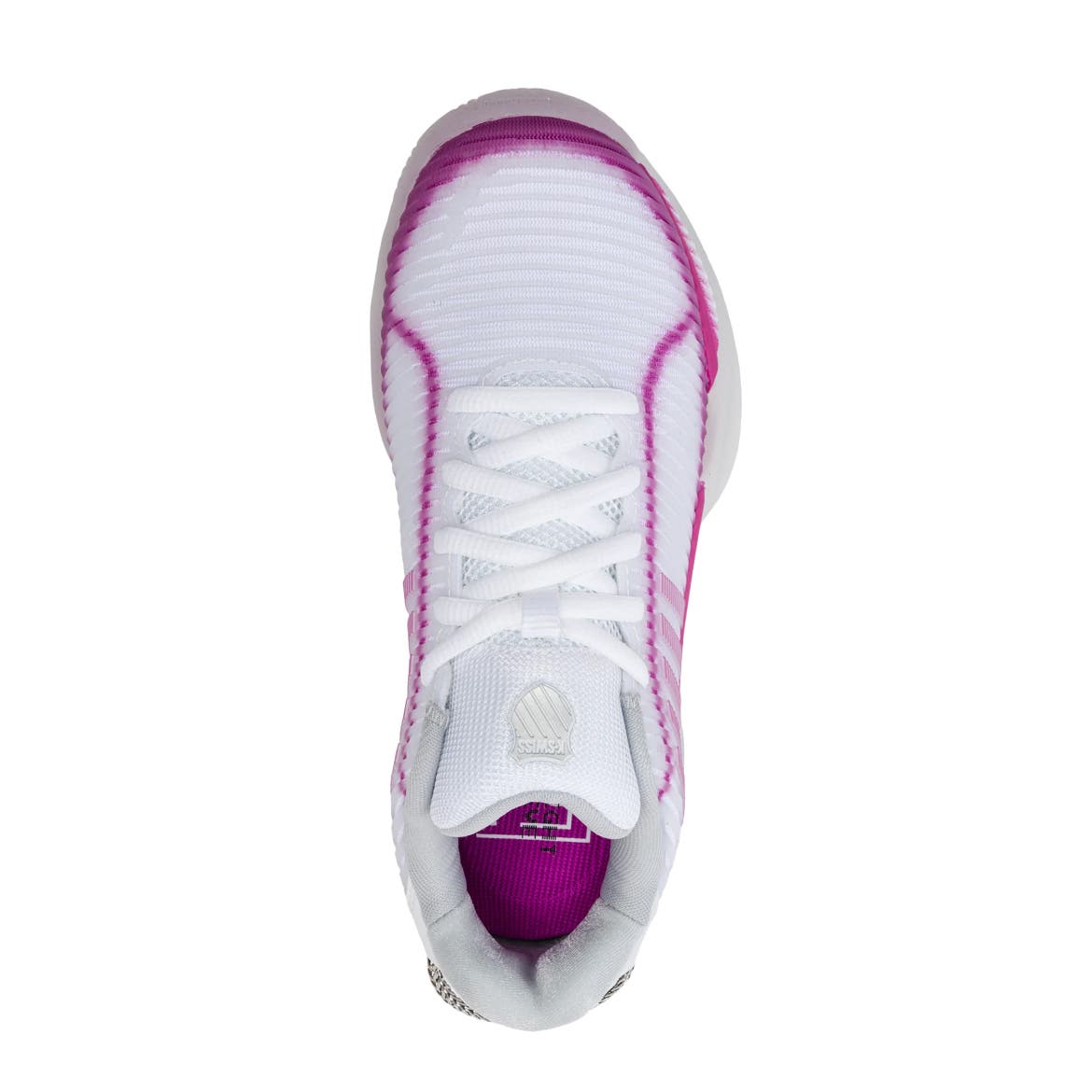 K-Swiss x Lucky In Love Hypercourt Express 2 Womens Tennis Shoes, Alternate, color, White/Mulberry/Silver