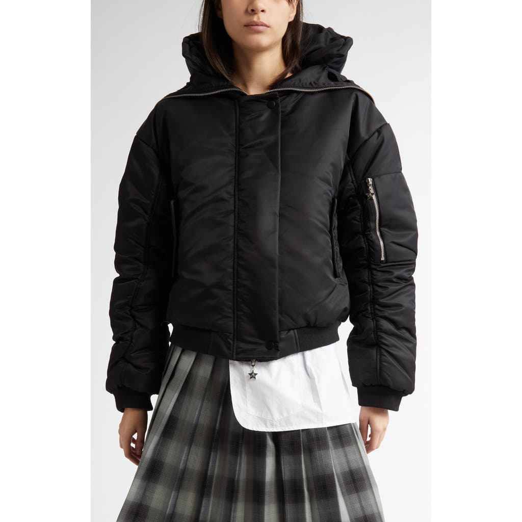 Ashley Williams Butterfly Nylon Bomber Jacket in Black