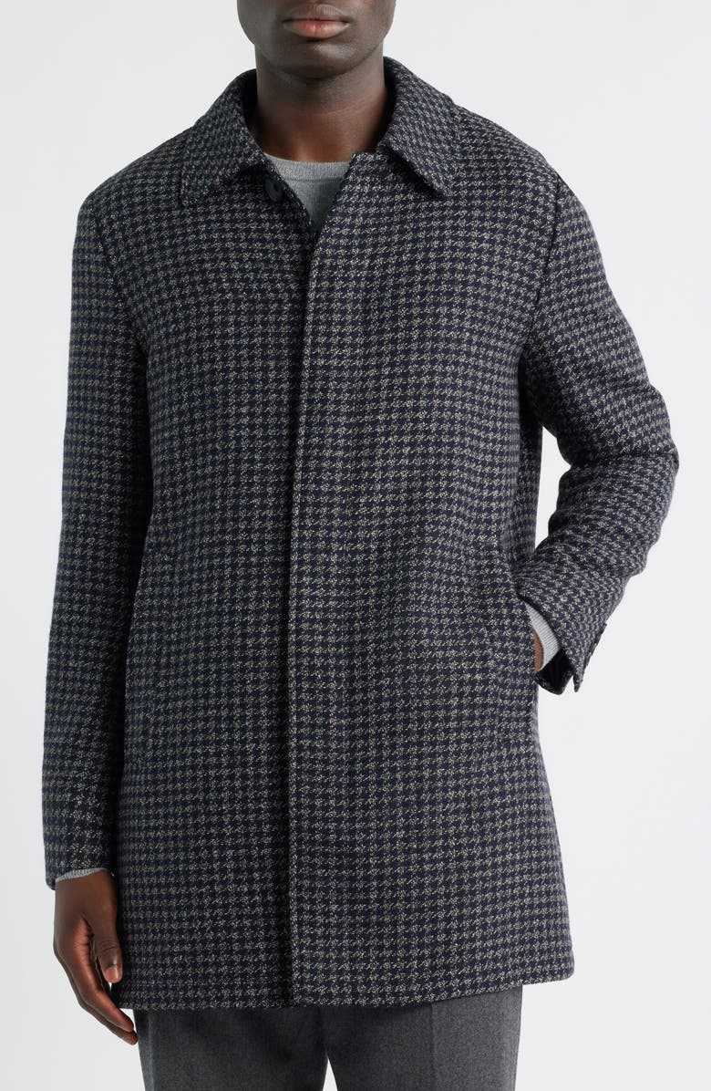 Nordstrom Tweed Mac Coat, Alternate, color, Brown- Navy Tweed Tooth
