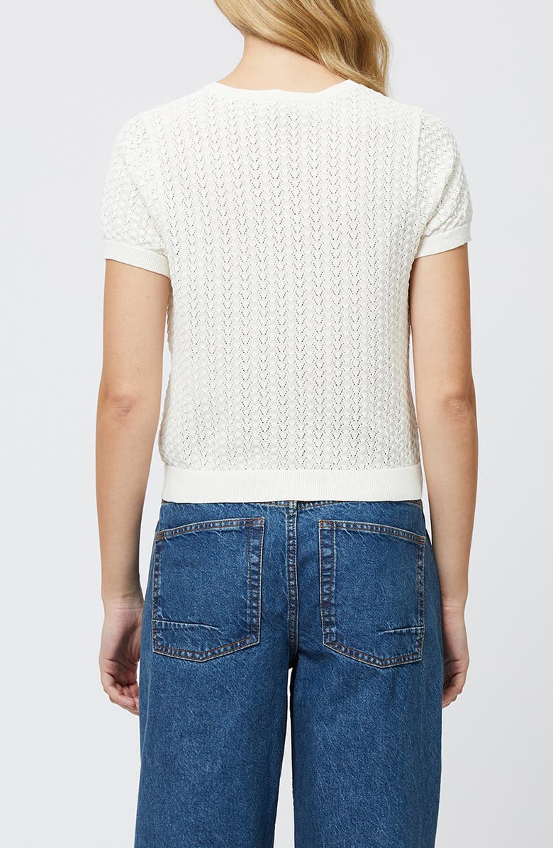 French Connection Pointelle Cotton Blend Cardigan, Alternate, color, Cream