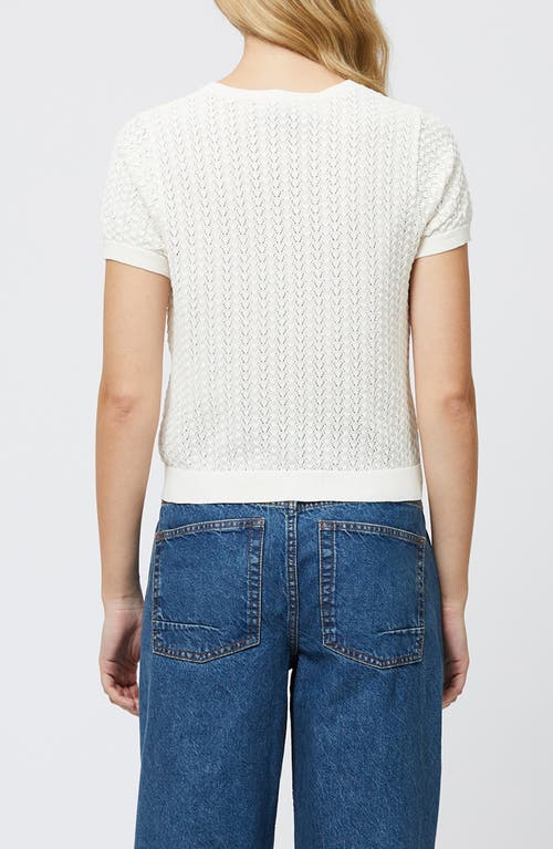 French Connection Pointelle Cotton Blend Cardigan In Cream
