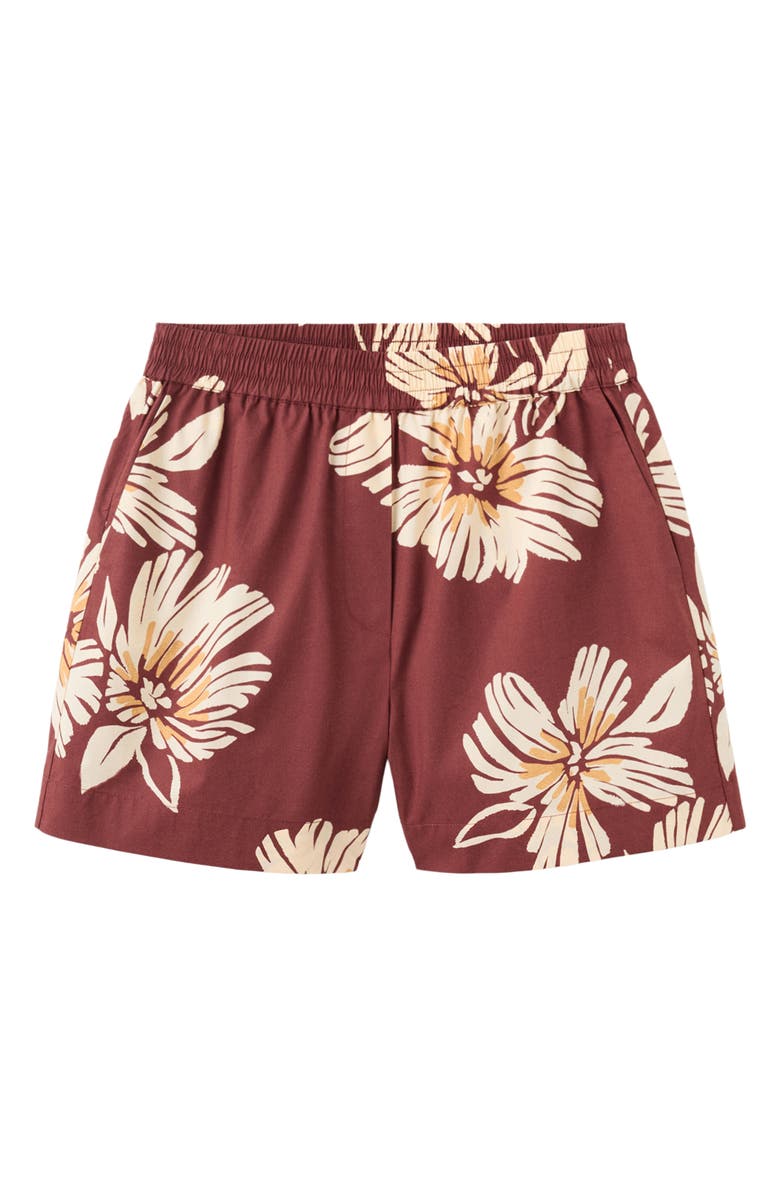 MANGO Floral Cotton Shorts, Alternate, color, Burgundy