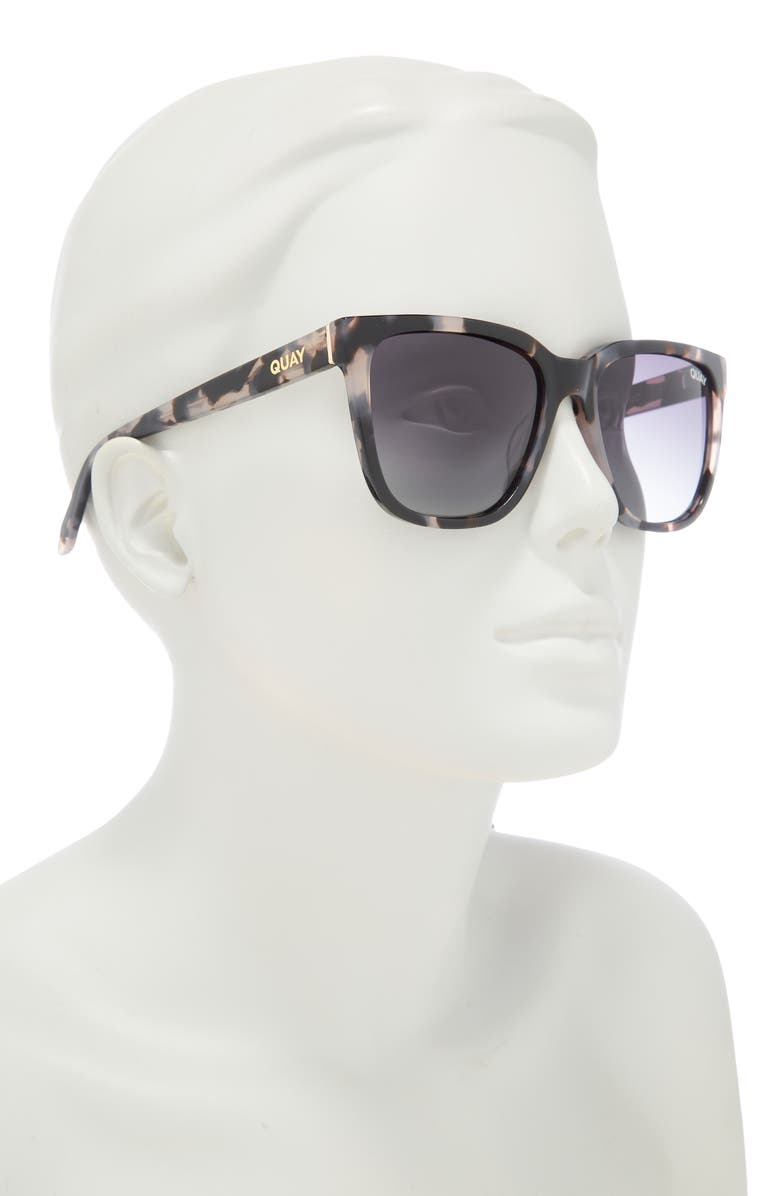 QUAY Australia Wired 47mm Square Sunglasses, Alternate, color, Milky Tortoise / Smoke Polar