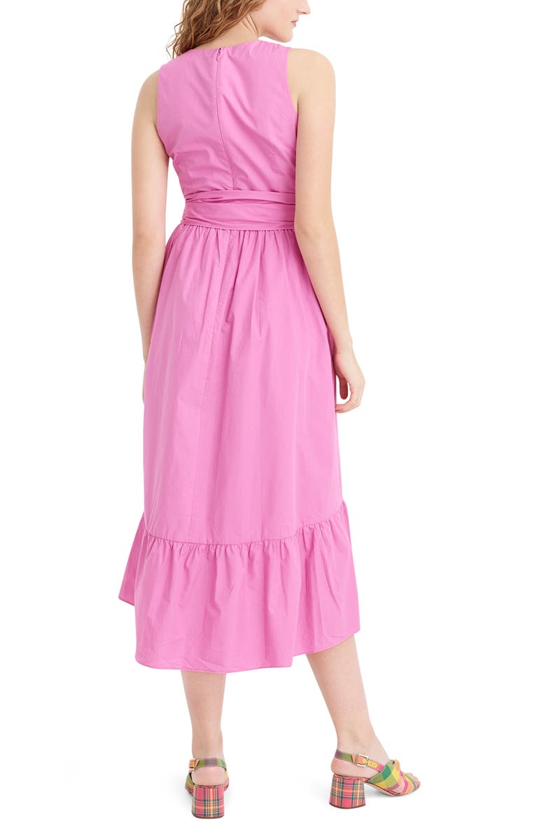 Faux Wrap Cotton Poplin Dress, Alternate, color, VIVID FUSCHIA