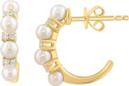EFFY Diamond & Freshwater Pearl Hoop Earrings