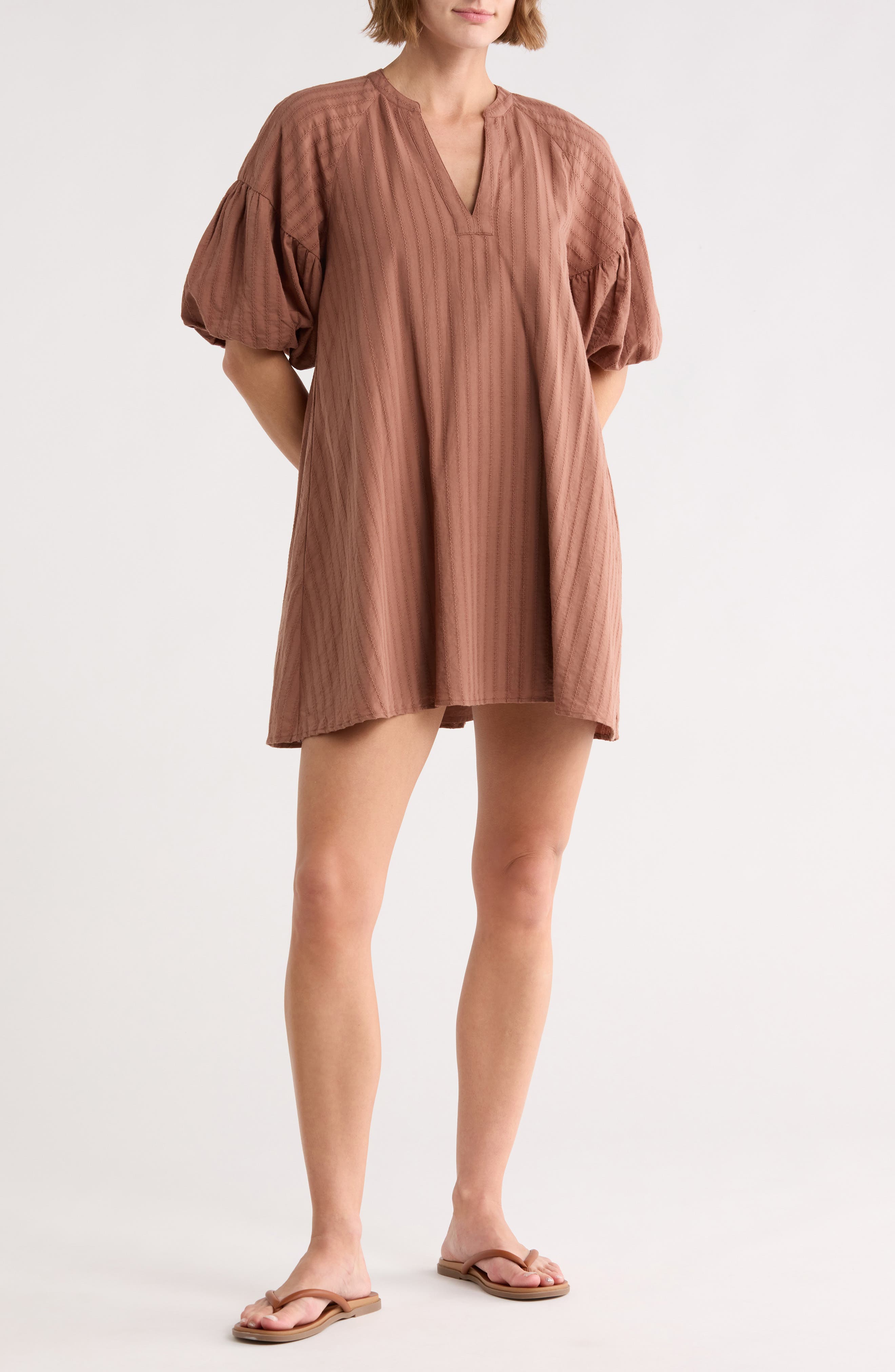 Habitual Bubble Sleeve Shift Minidress