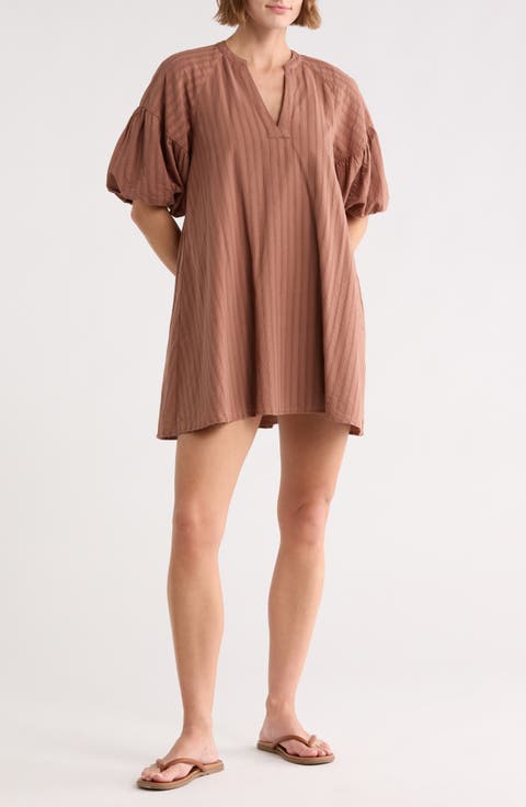 Bubble Sleeve Shift Minidress