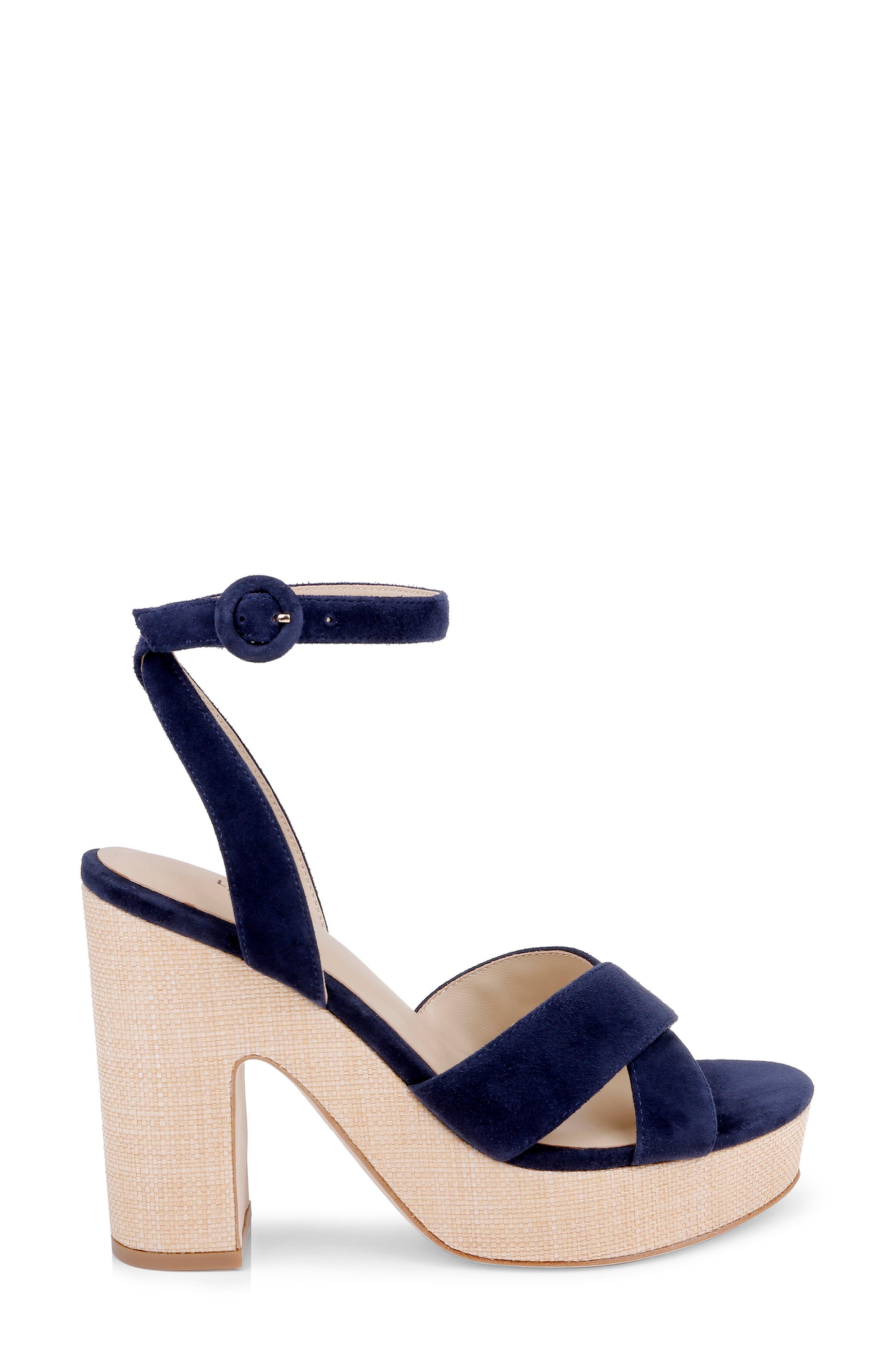 Sandrine Ankle Strap Platform Sandal, Alternate, color, MIDNIGHT SUEDE