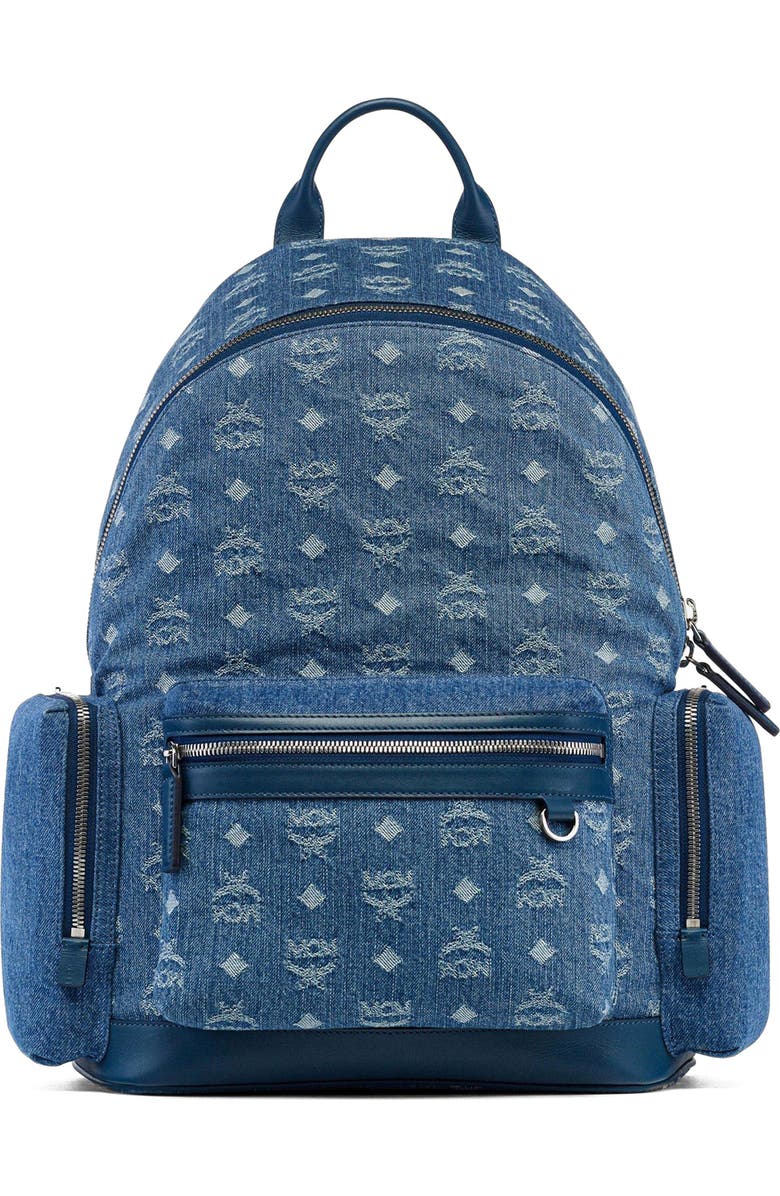 MCM Stark Backpack in Monogram Denim Jacquard, Main, color,