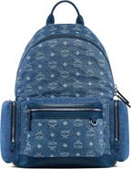 MCM Stark Backpack in Monogram Denim Jacquard
