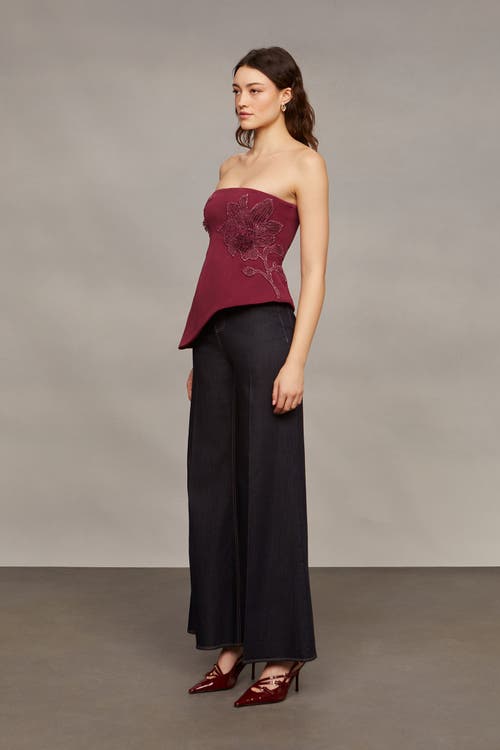 Amur Ardell Beaded Floral Top In Red