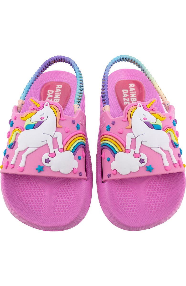 RAINBOW DAZE Unicorn Slingback Slide, Alternate, color,