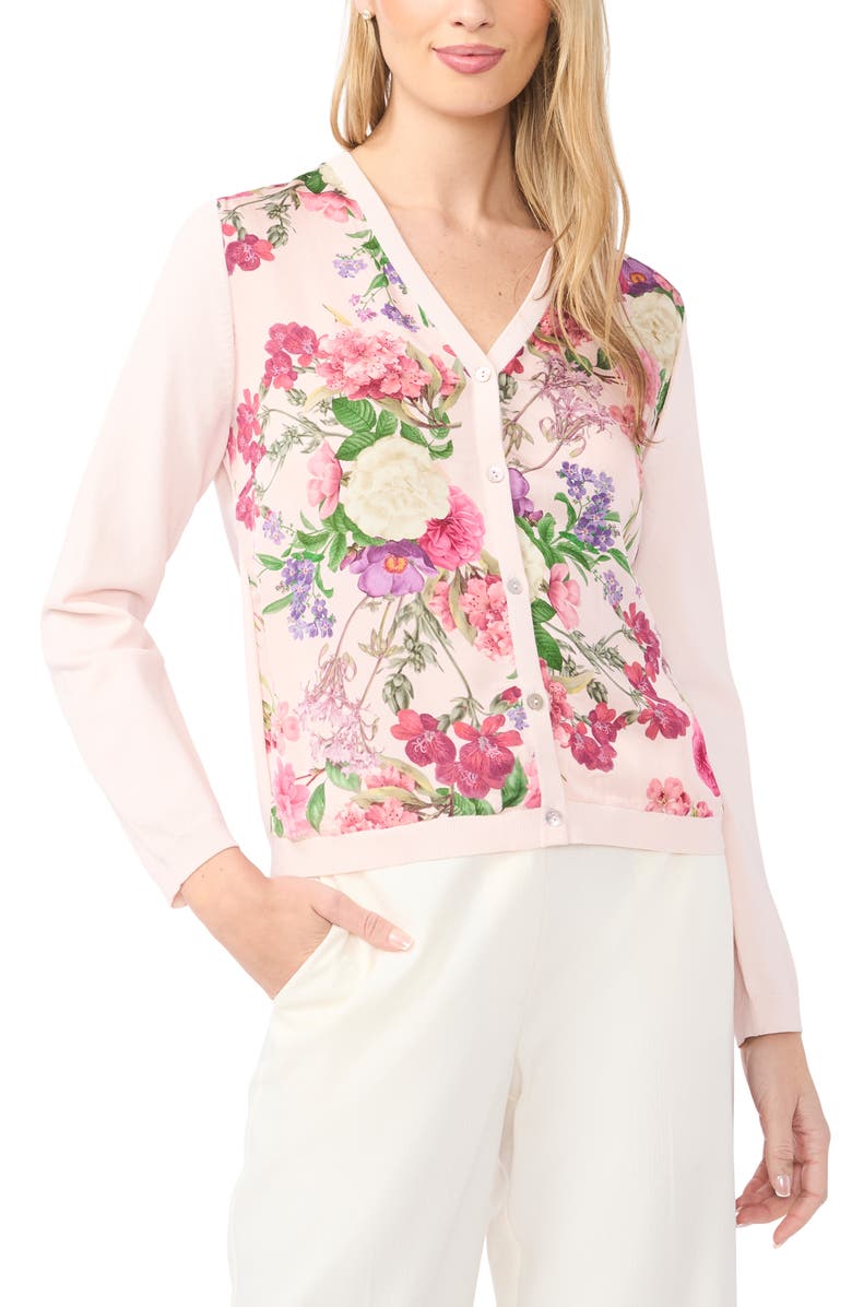 Ted Baker Lisa Mixed Media Cardigan, Alternate, color, Cloud Pink