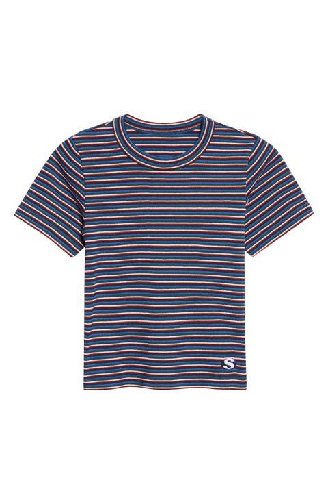 Stripe Rib Cotton T-Shirt