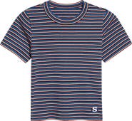 Sacai Stripe Rib Cotton T-Shirt