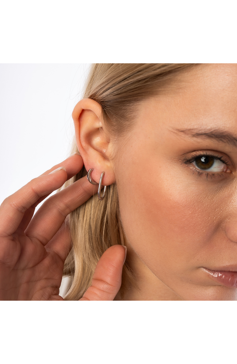 Spero London Oval Rectangular Sterling Silver Hoop Earring, Alternate, color, Rose Gold