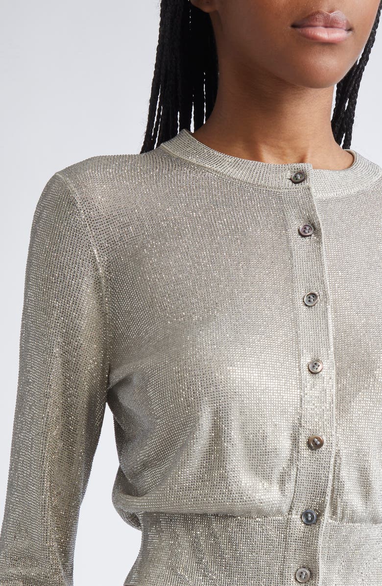 Alexander Wang Crystal Hotfix Crop Cardigan, Alternate, color, Champagne