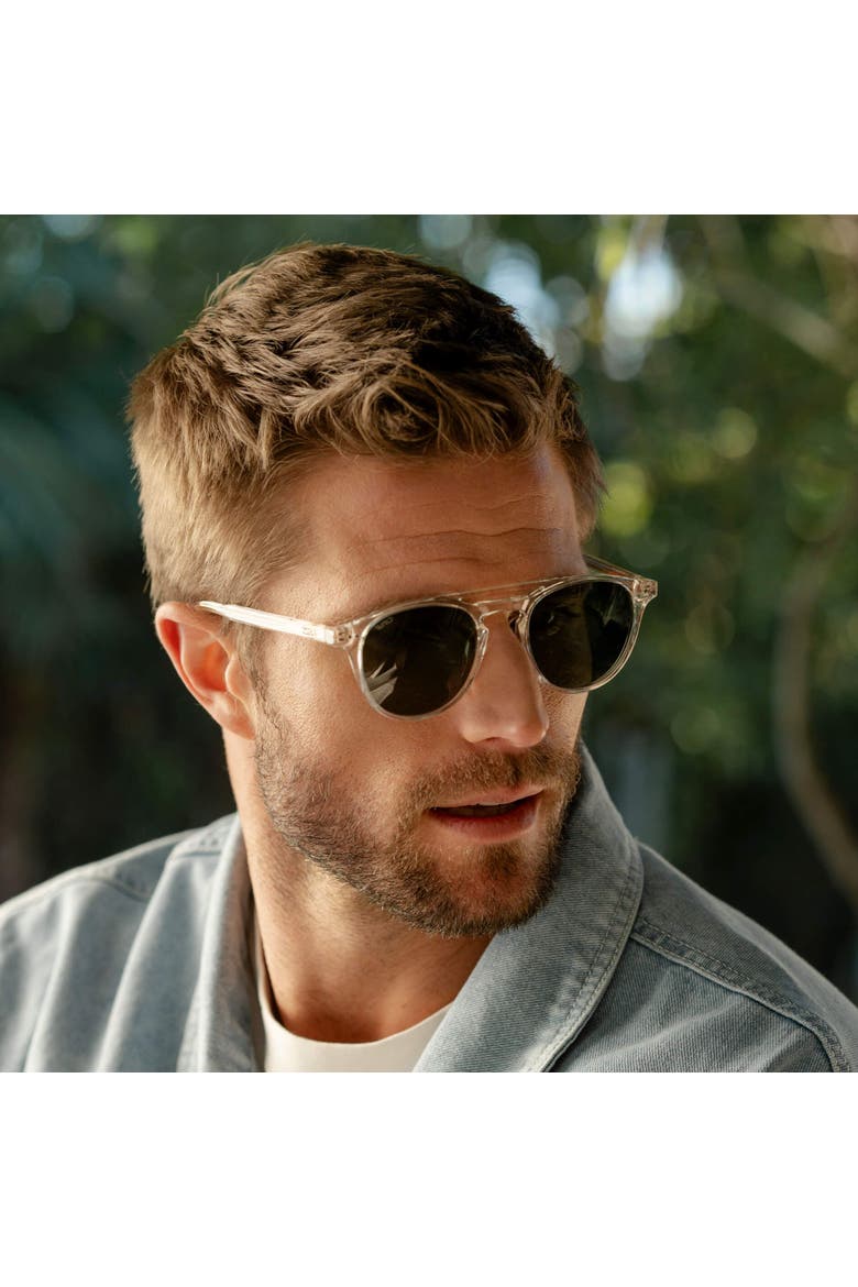 Easton - 49mm Round Aviator Polarized Sunglasses, Alternate, color, Clear