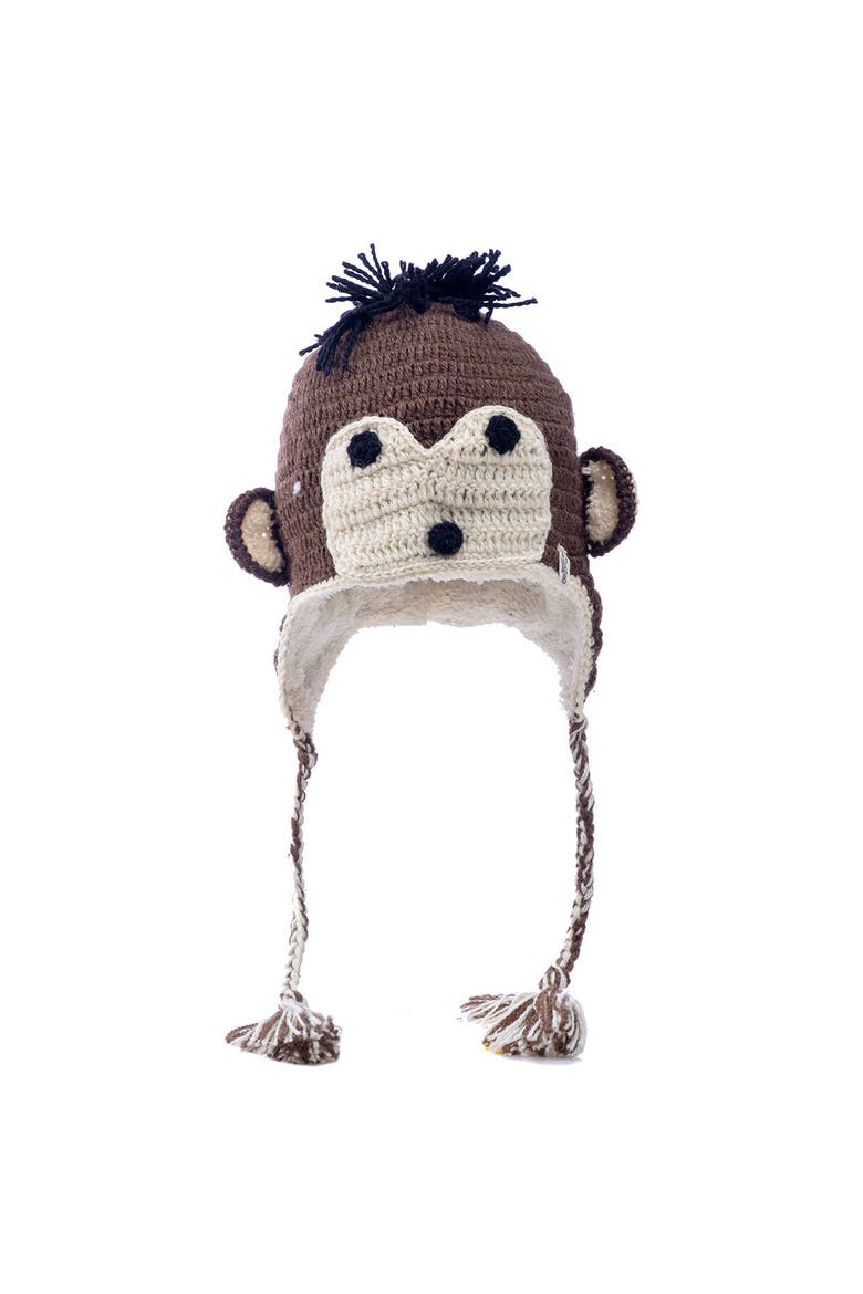Crochet Monkey Hat, Main, color, White combo