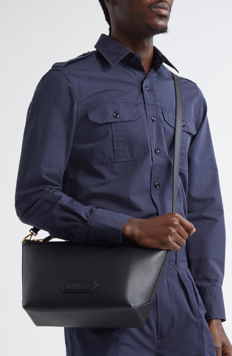 TOM FORD Smooth Leather Messenger Bag, Alternate, color,