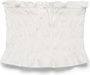 MANGO TEEN Embroidered Strapless Cotton Top
