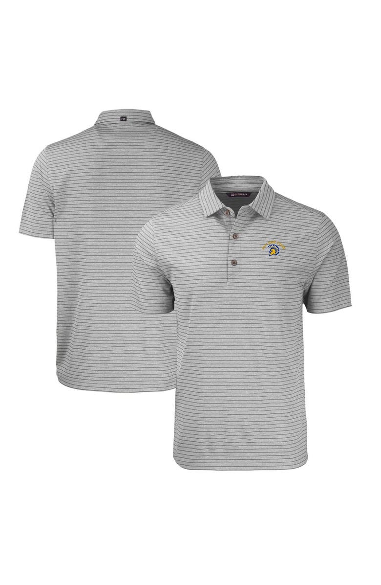 Cutter & Buck Men's Cutter & Buck Heather Gray San Jose State Spartans Big & Tall Forge Eco Heather Stripe Stretch Recycled Polo, Main, color,