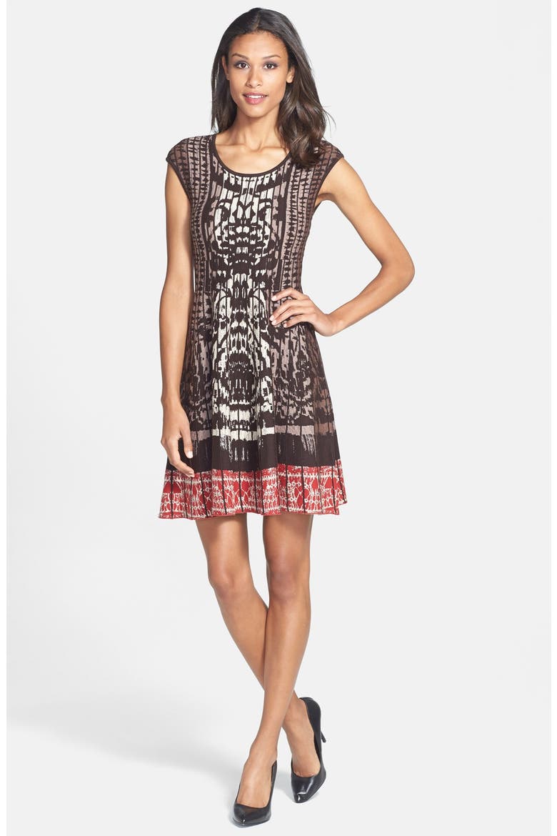 'Rise Set' Fit & Flare Knit Twirl Dress, Main, color, MULTI