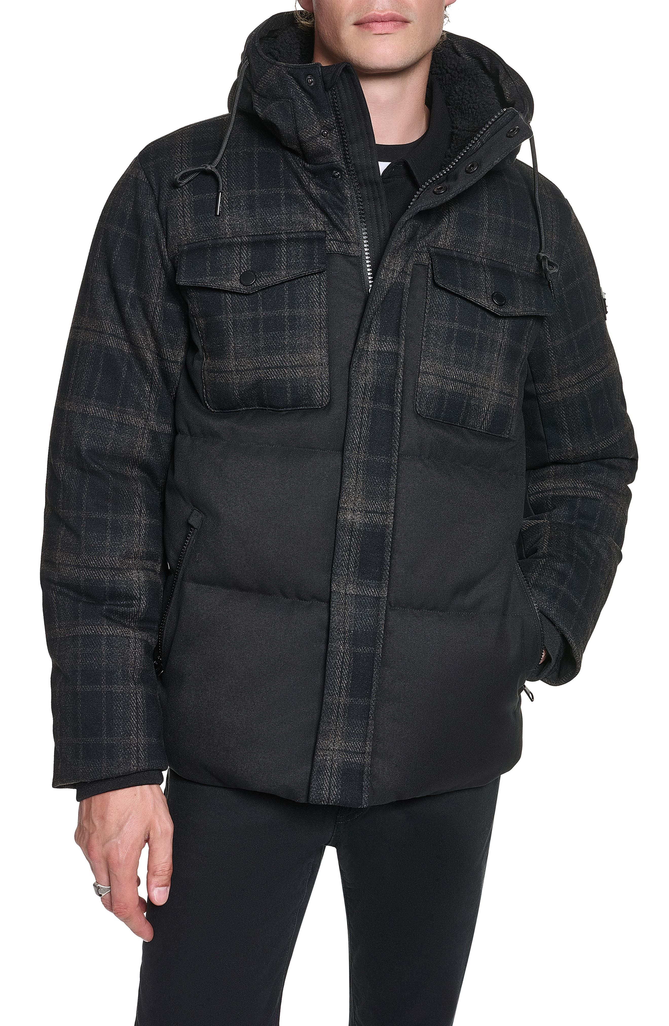 Mixed Media Hooded Jacket
