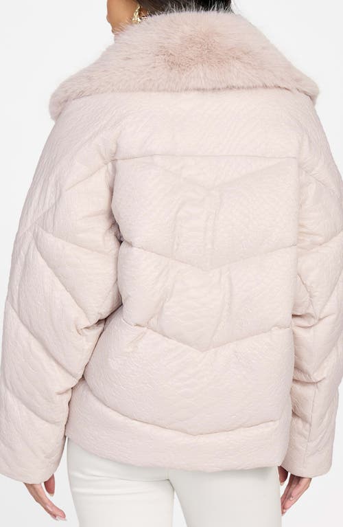Marciano Estella Quilted Puffer Jacket With Faux Fur Trim In Pink