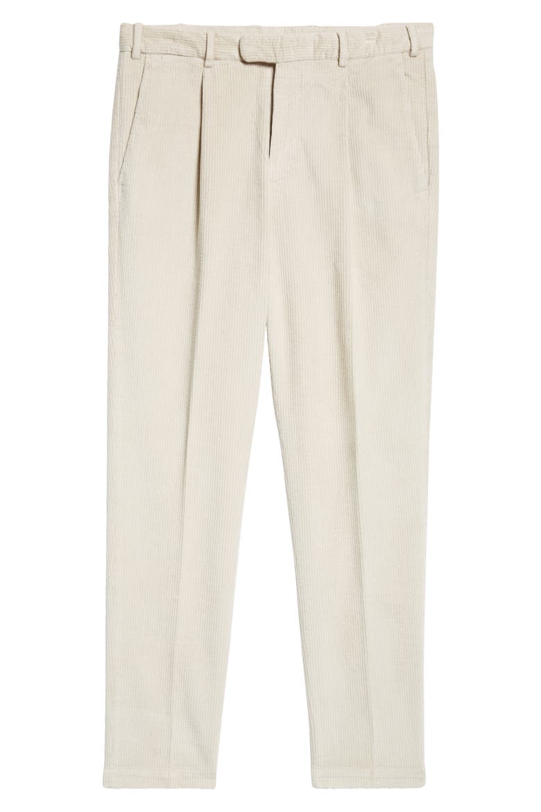 Easy Fit Pleated Corduroy Pants, Alternate, color, ALMOND/ OFF WHITE