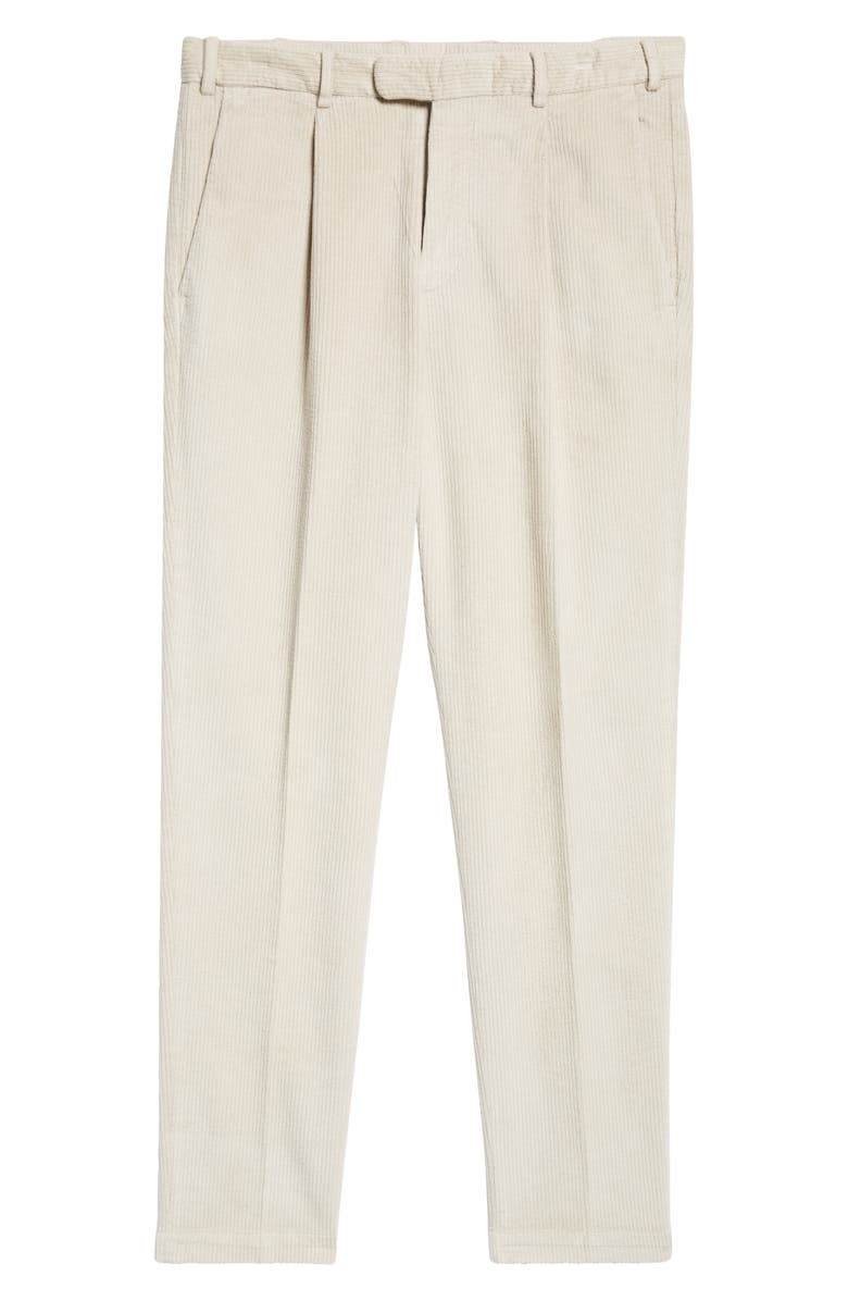 Thom Sweeney Easy Fit Pleated Corduroy Pants, Alternate, color, Almond/ Off White