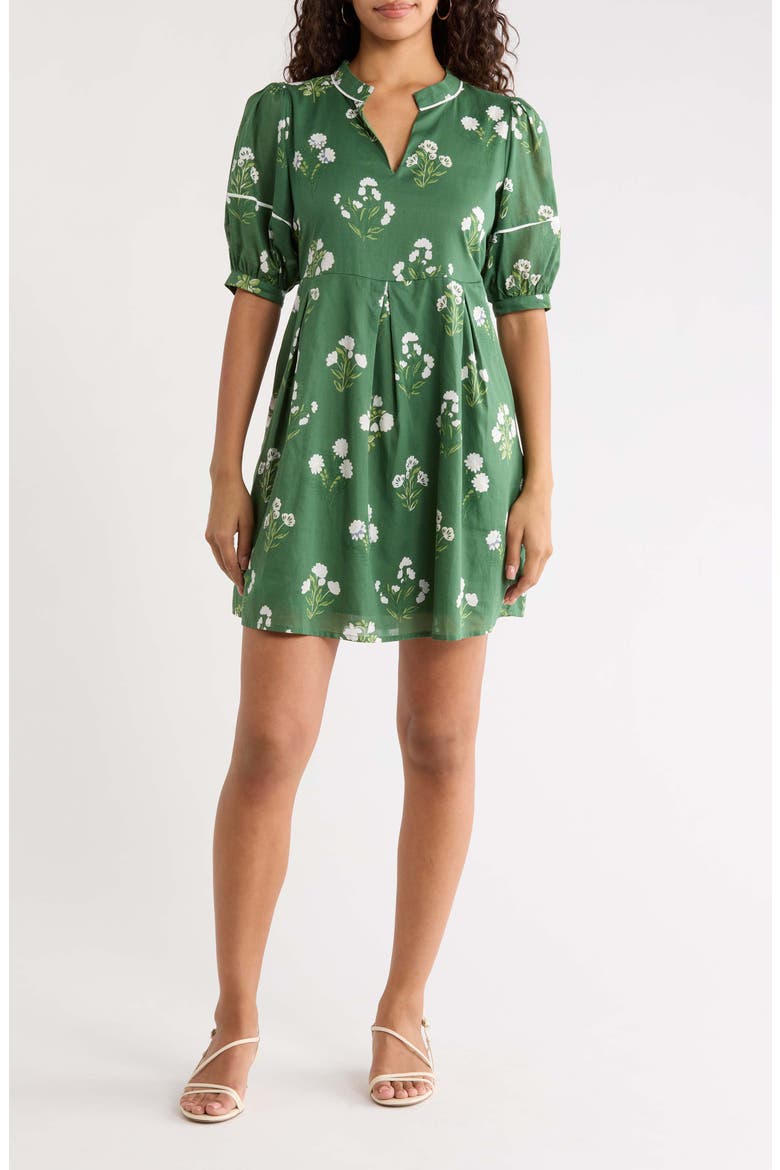 Kestrel Floral Fawna Cotton Shift Dress, Main, color, CREAM-GREEN