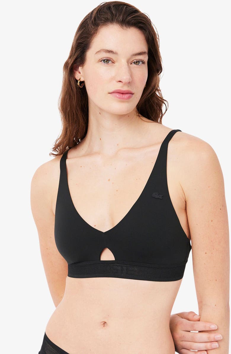 Lacoste Cutout Wireless Microfiber Bra, Alternate, color, Black