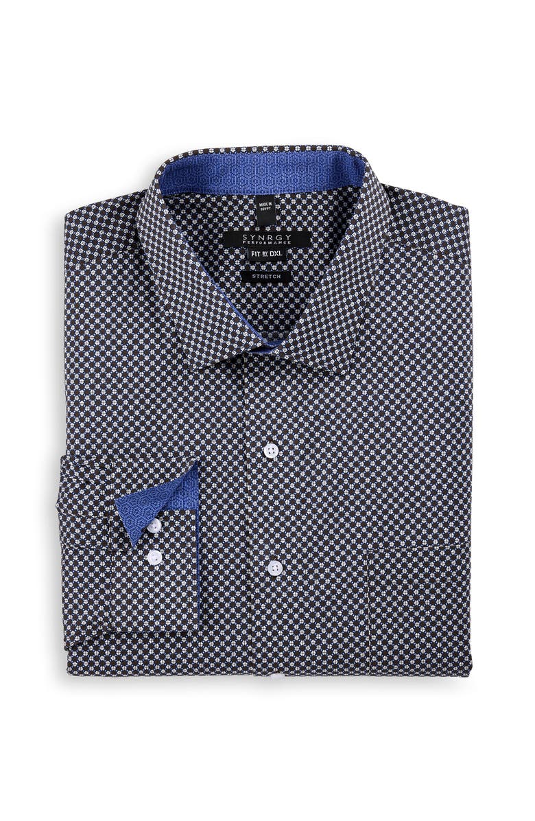 Synrgy by DXL Big & Tall Star Patterned Performance Dress Shirt, Main, color, Multi