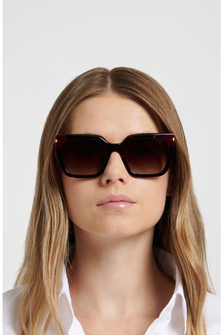 55mm Gradient Rectangular Sunglasses, Alternate, color, HAVANA/ BROWN