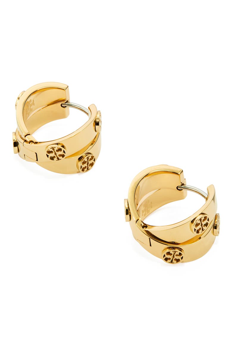Miller Icon Double Huggie Hoop Earrings, Alternate, color, TORY GOLD