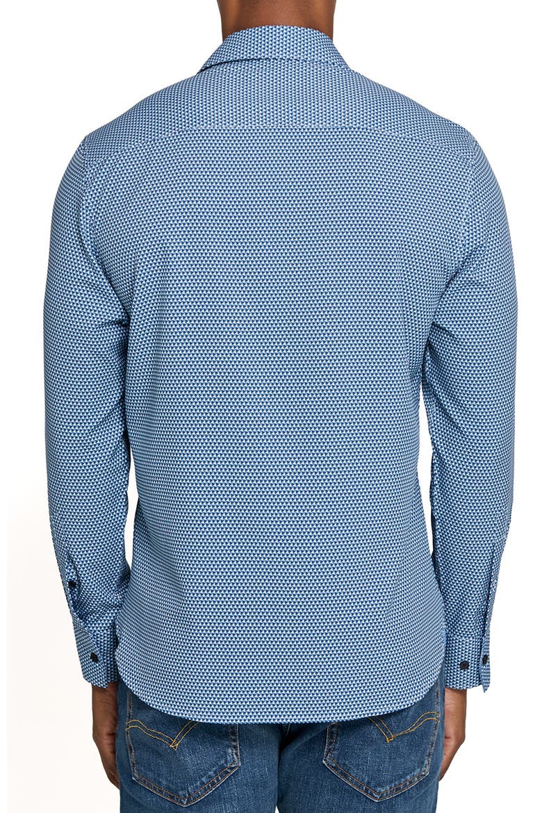 Hexagon Geo Woven Long Sleeve Basic, Alternate, color, WHITE/BLUE