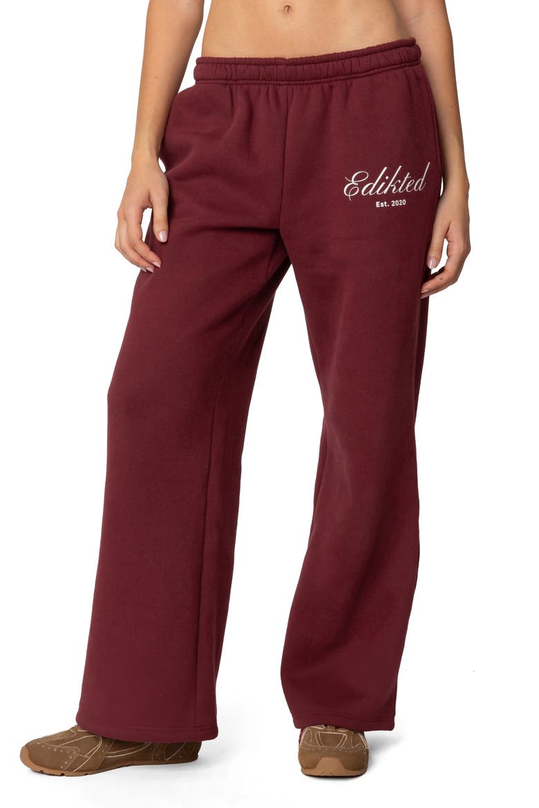 Get Edikted Relaxed Fit Sweatpants, Main, color, BURGUNDY