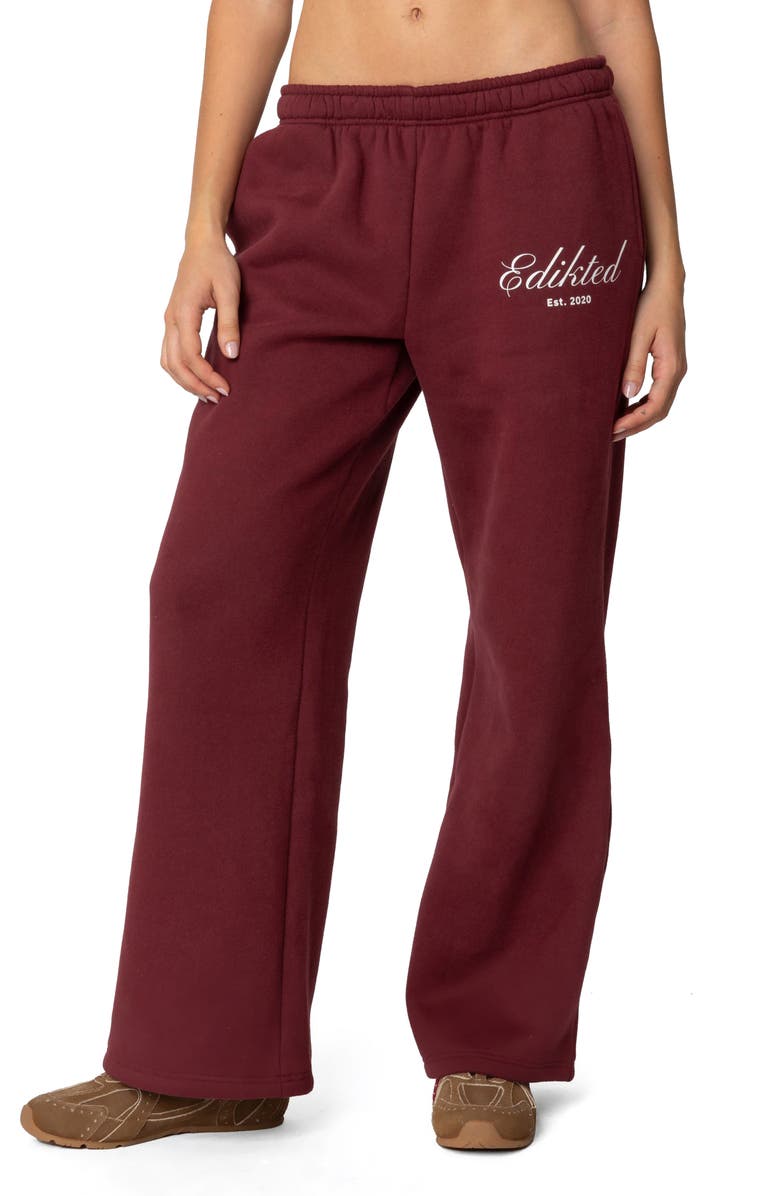 EDIKTED Get Edikted Relaxed Fit Sweatpants, Main, color, Burgundy