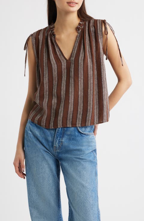 Sosa Stripe V-Neck Crop Top