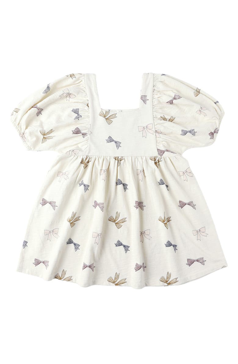 Rylee + Cru Brea Bow Print Empire Waist Dress, Main, color, Natural
