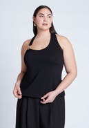 ELOQUII Asym Halter With Hardware Detail